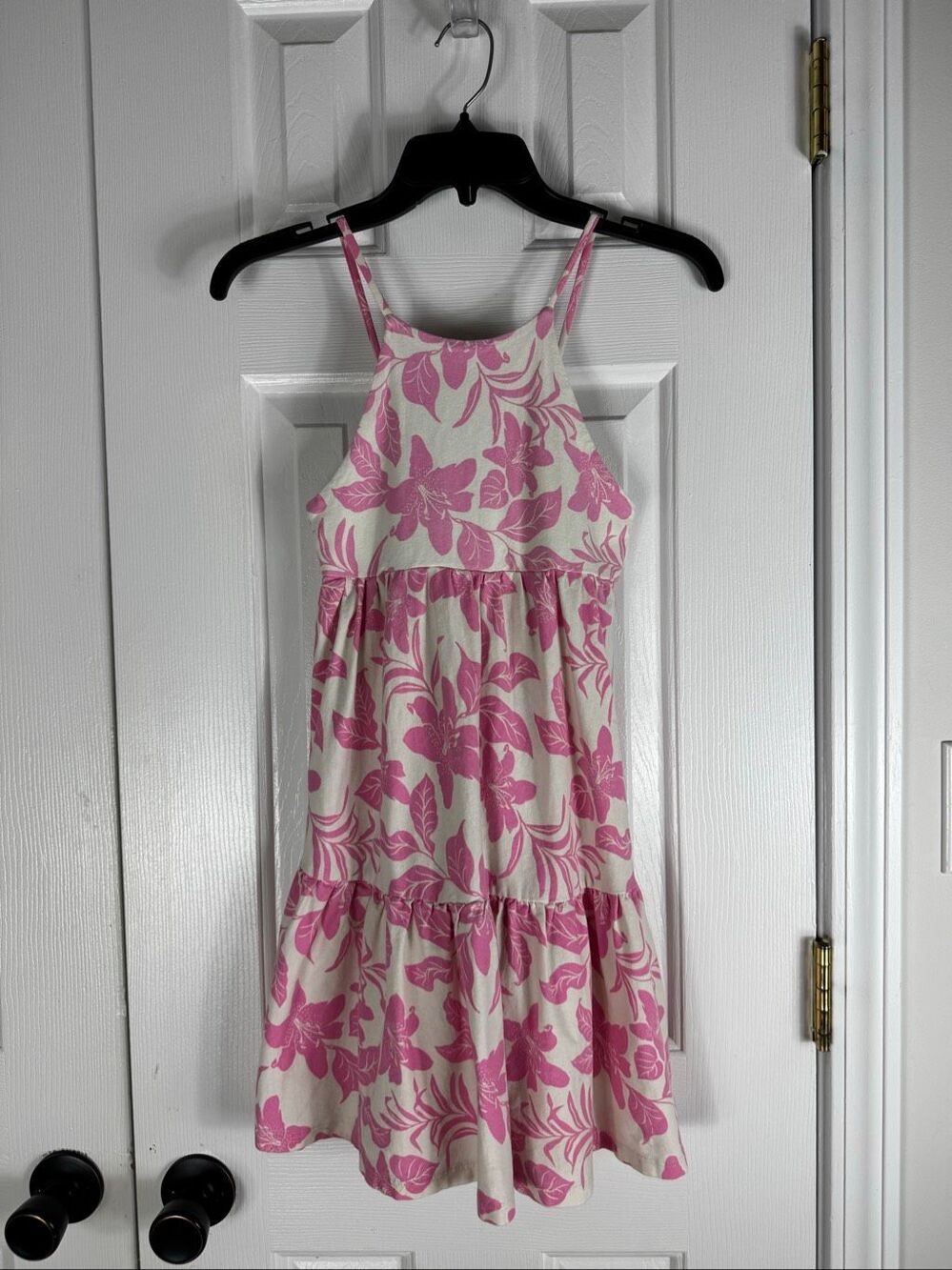 Zara Girls Maxi Pink Floral Halter Tiered Dress Size 8